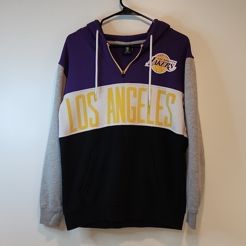 Official NBA Los Angeles Lakers Colorblock 1/4 Hoodie Pullover Men's Sz S NICE!